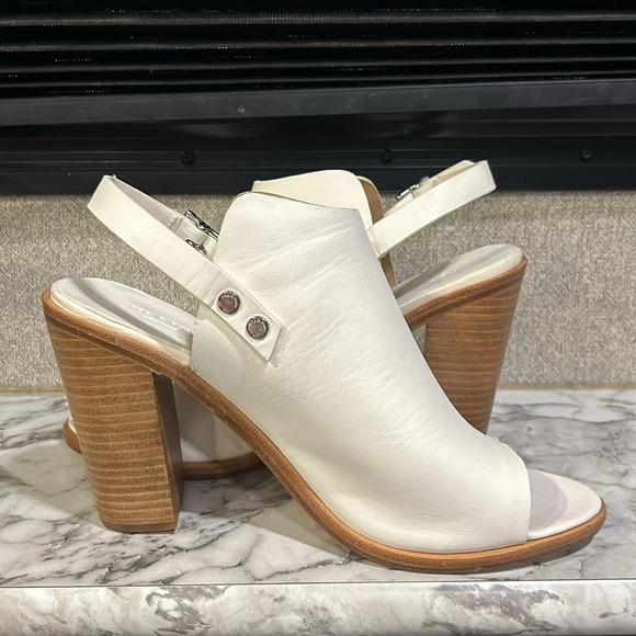 Rag & Bone Women Off White Leather Open Toe Chunky Heel Wyatt Sandal 10.5/41 NIB - Picture 6 of 12